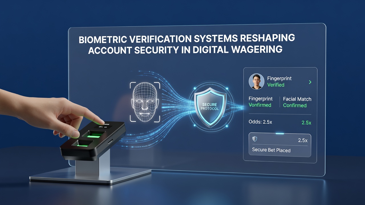 Close-up of fingerprint scanner on a smartphone used for wagering account access