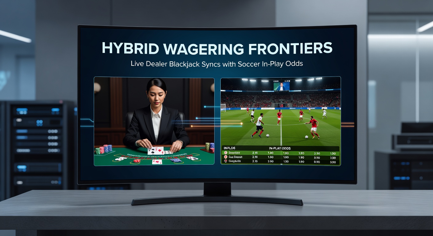 Live dealer blackjack table integrated with real-time soccer match odds display on a digital interface, showing synced multipliers during a Premier League game