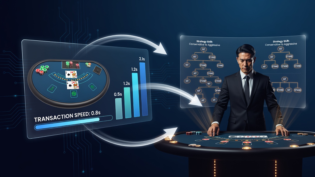 Mobile gaming interface displaying integrated table games and transaction status indicators on a unified platform