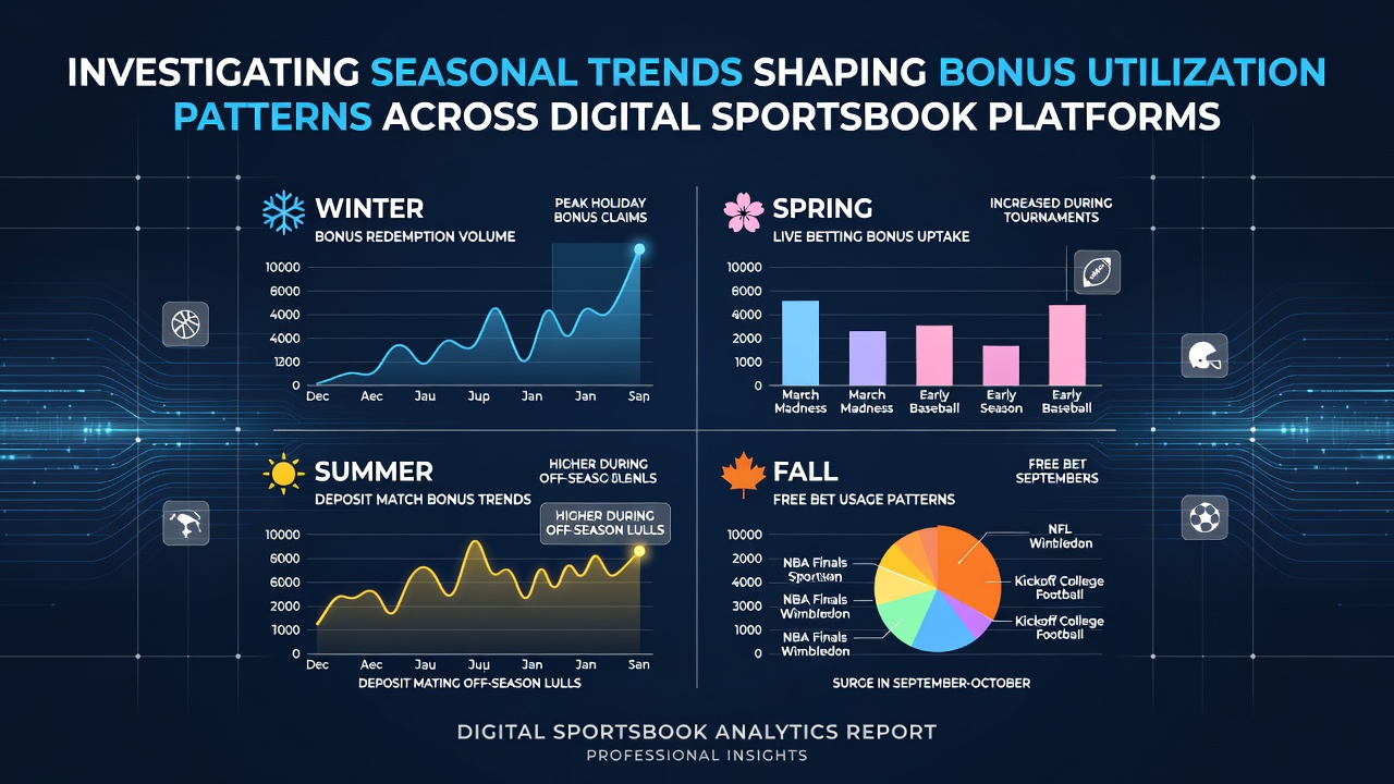 Graph displaying seasonal bonus utilization trends across major digital sportsbook platforms from 2024 to 2026